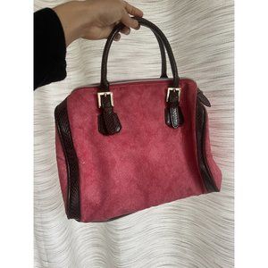 Victoria Secret Pink Velvety Handbag Purse Faux Brown Leather Handle 2000’s y2k